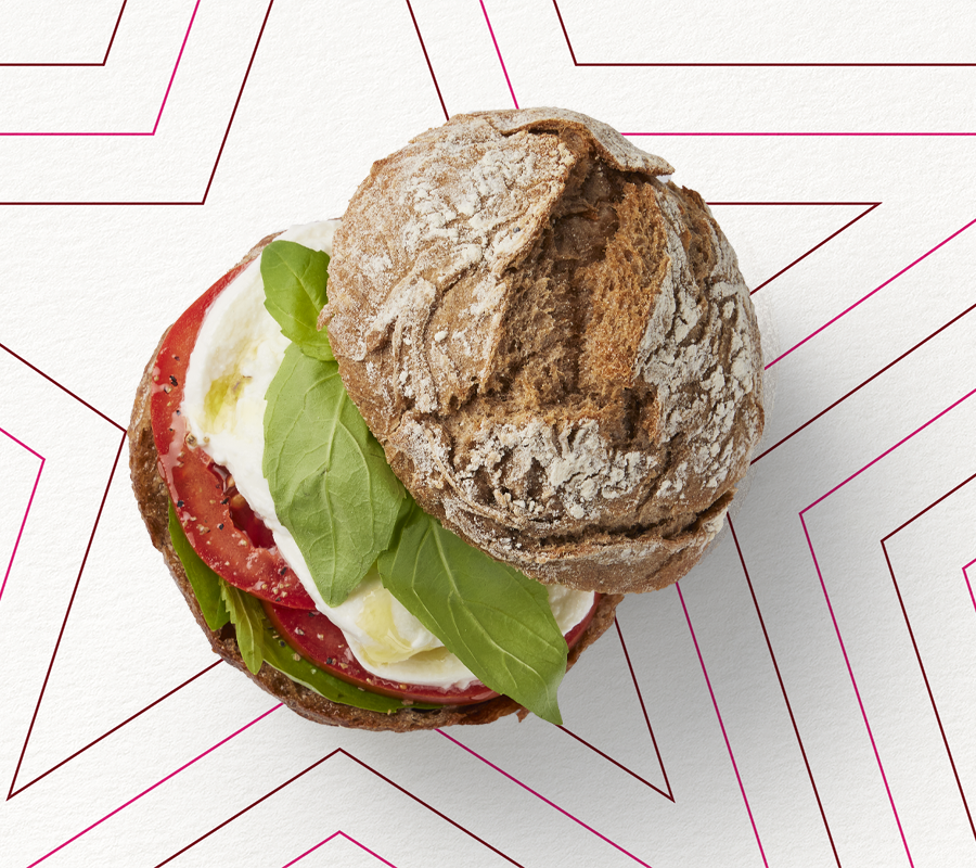 Rundes Brötchen Caprese