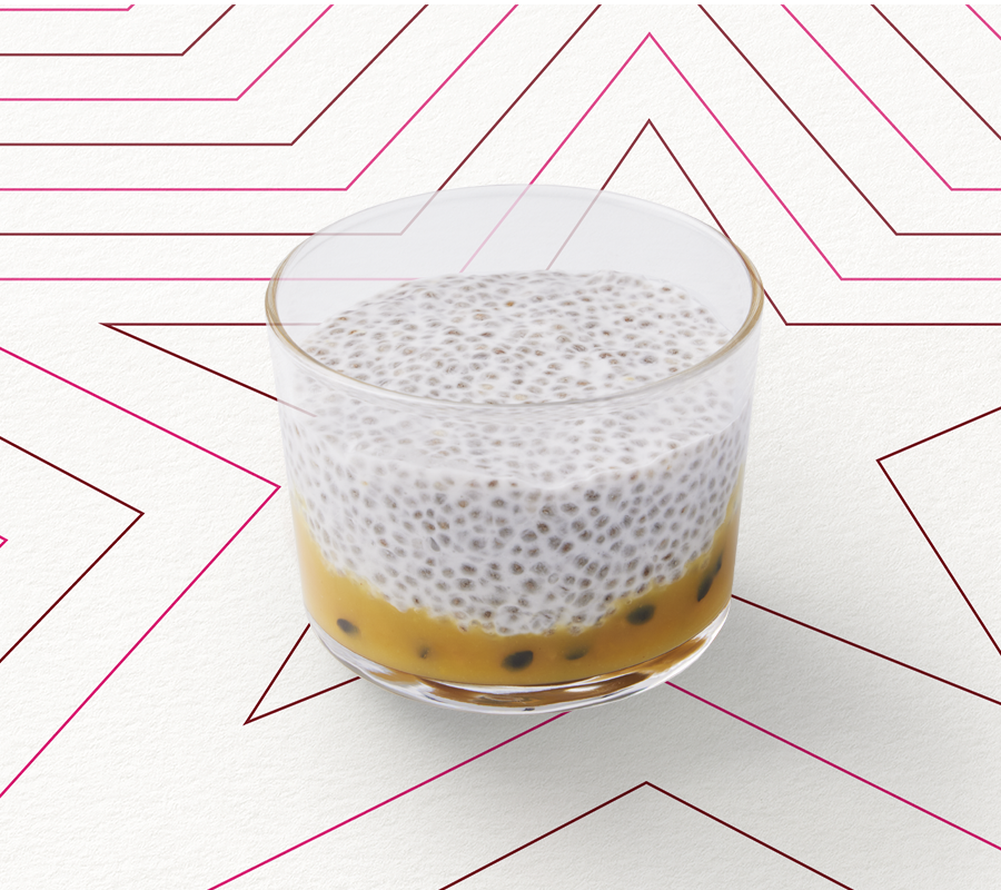 Kleines Glas Kokos, Chia, Passionsfrucht