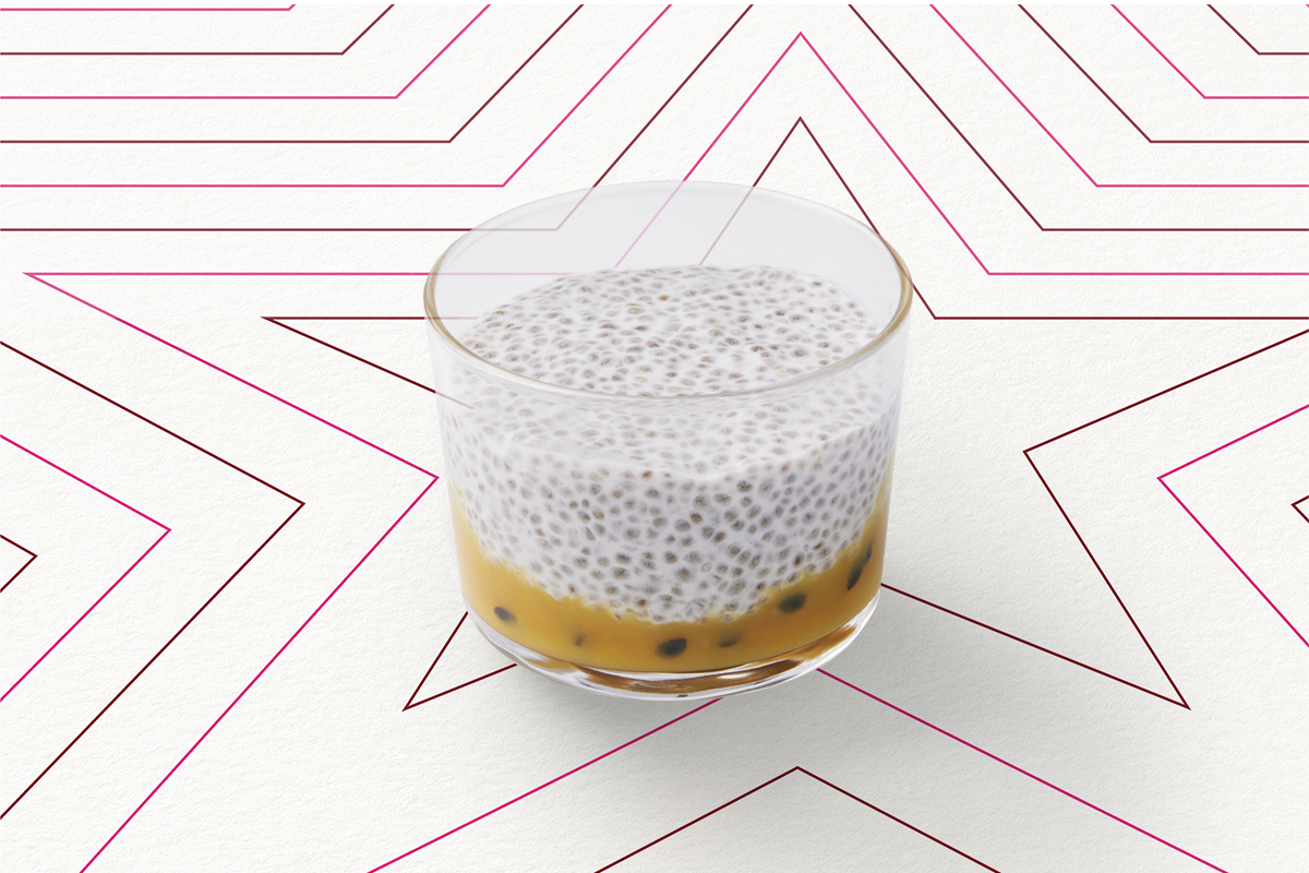 Kleines Glas Kokos, Chia, Passionsfrucht