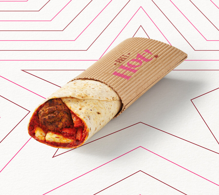 Warmer Wrap Falafel, Cheddar und rote Paprika